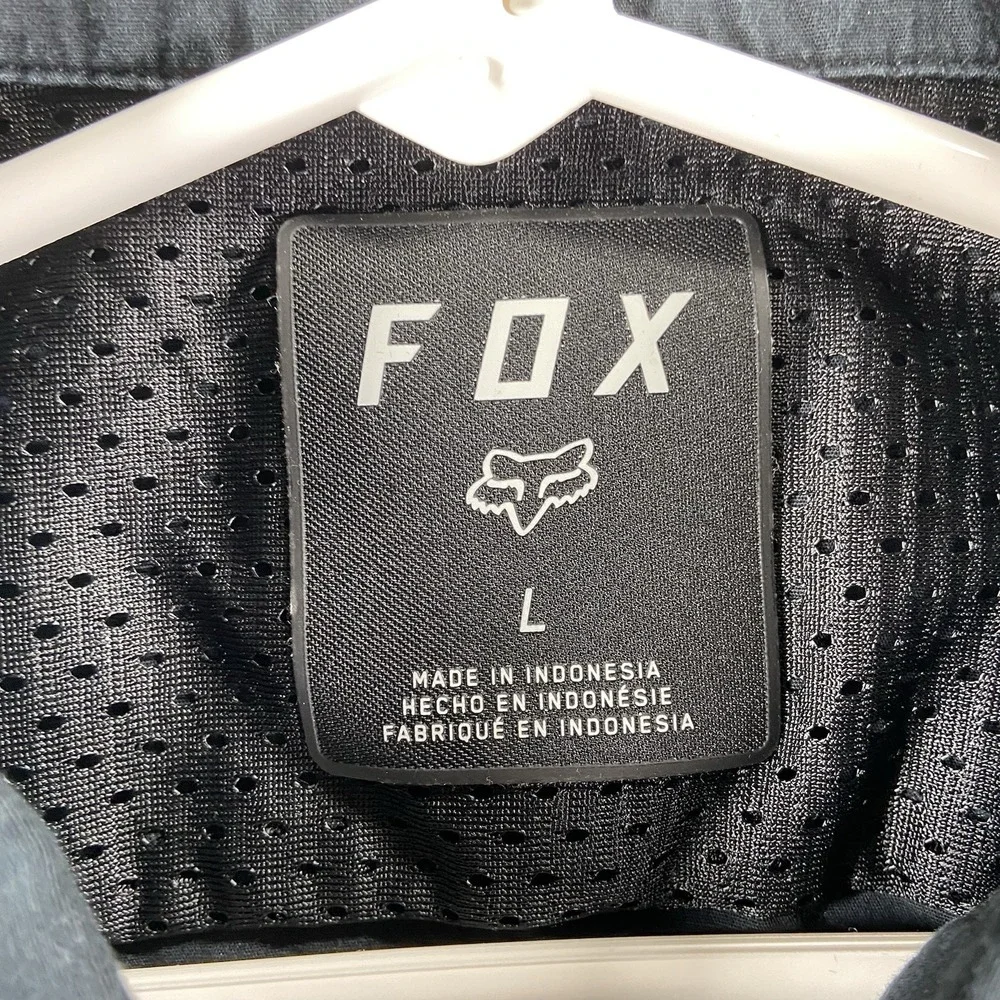Fox Head Racing Shirt Mens Large Snap Buttons Short Sleeve Utility Pockets Biker